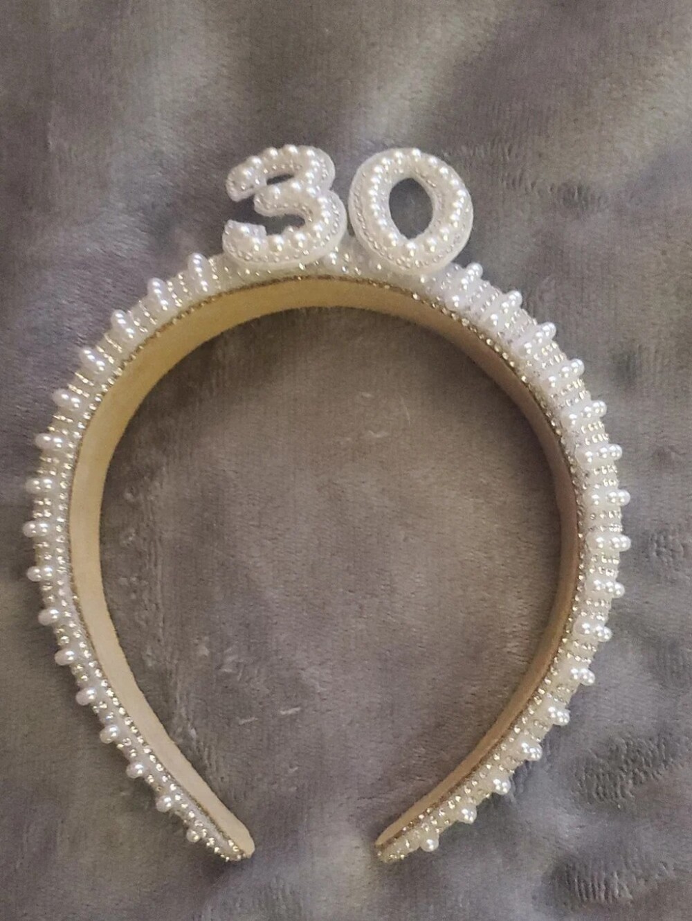 Pearl Rhinestone 30th Birthday Headband Tiara Birthday Crown